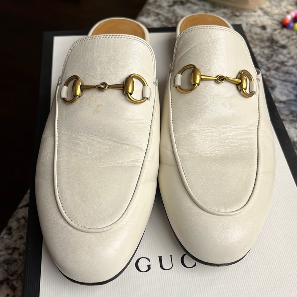 Gucci Princeton Mystic White Mules Size 5.5 / 36.5